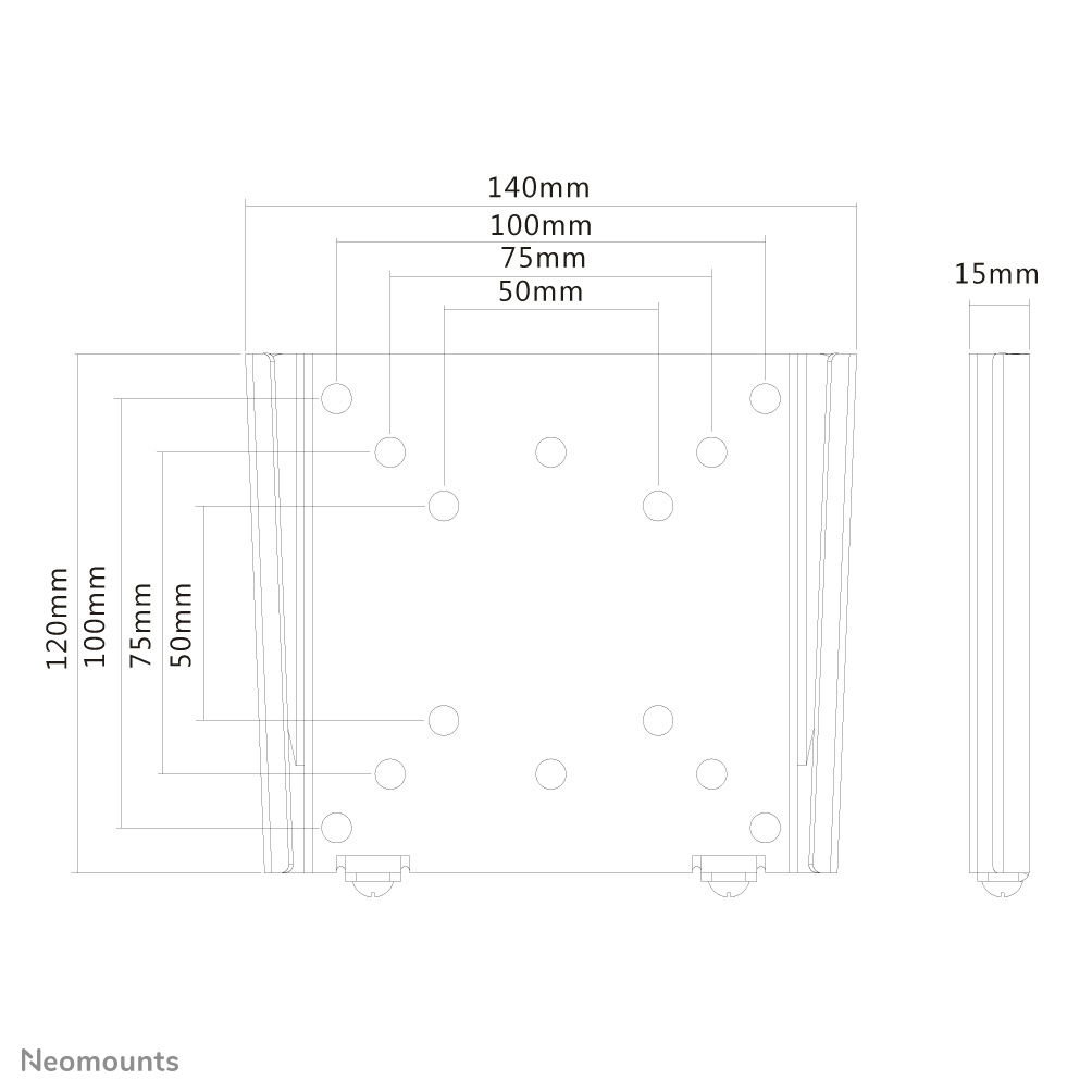 Neomounts FPMA-W25BLACK - feste Wandhalterung - 10-30 Zoll - VESA 100x100mm - bis 30 kg - Schwarz