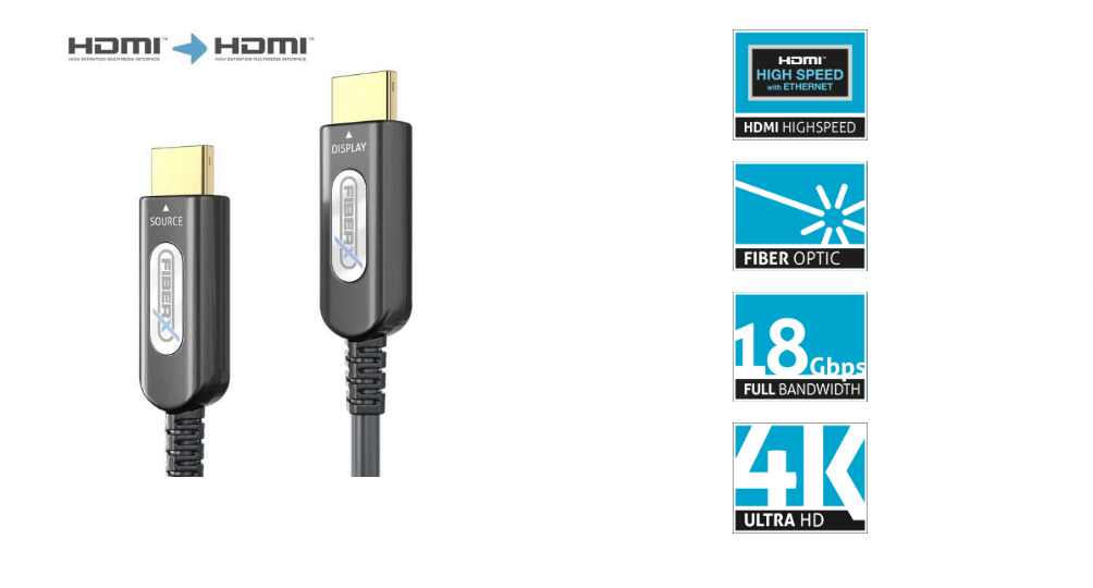 FiberX FX-I360-050 - HDMI 2.0 - 4K - Gepanzertes Glasfaserkabel mit Kabeltrommel - 50m