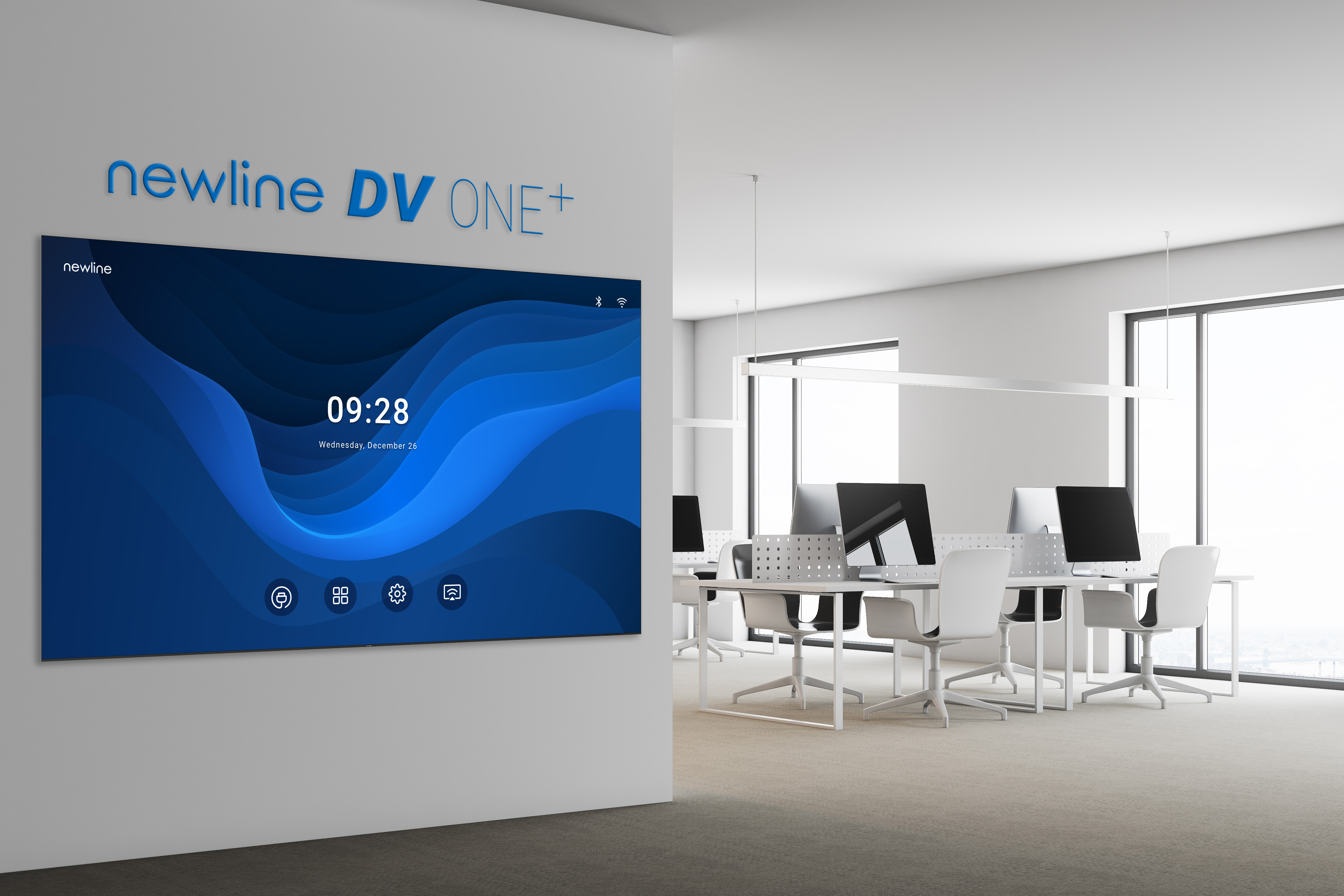 NewLine DV One+ DV-16324plus - 163 Zoll - 550 cd/m² - 1.875 mm PP - Full-HD - Android 13 - Direct View LED - All-in-One - Display