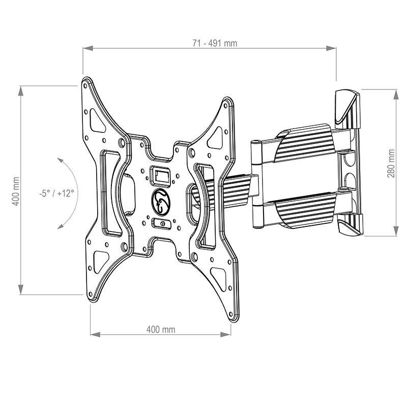 Hagor BrackIT M - schwenk- und neigbare Wandhalterung - 43-50 Zoll - VESA 400x400mm - bis 30kg - Schwarz