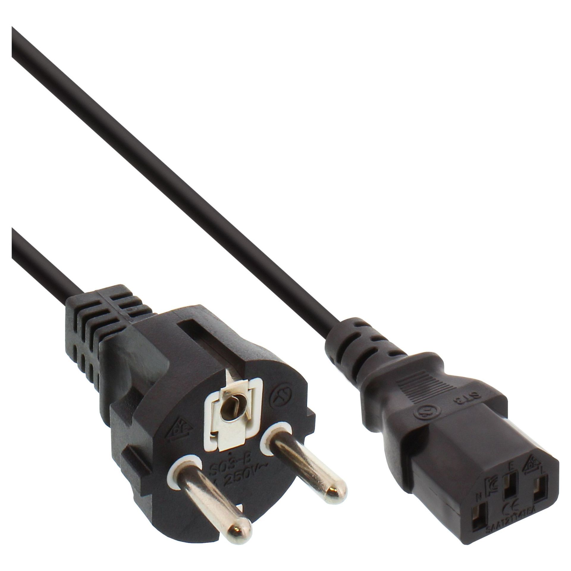 InLine® 16651D Netzkabel - Schutzkontakt gerade auf Kaltgerätestecker C13 - 1 m - Schwarz