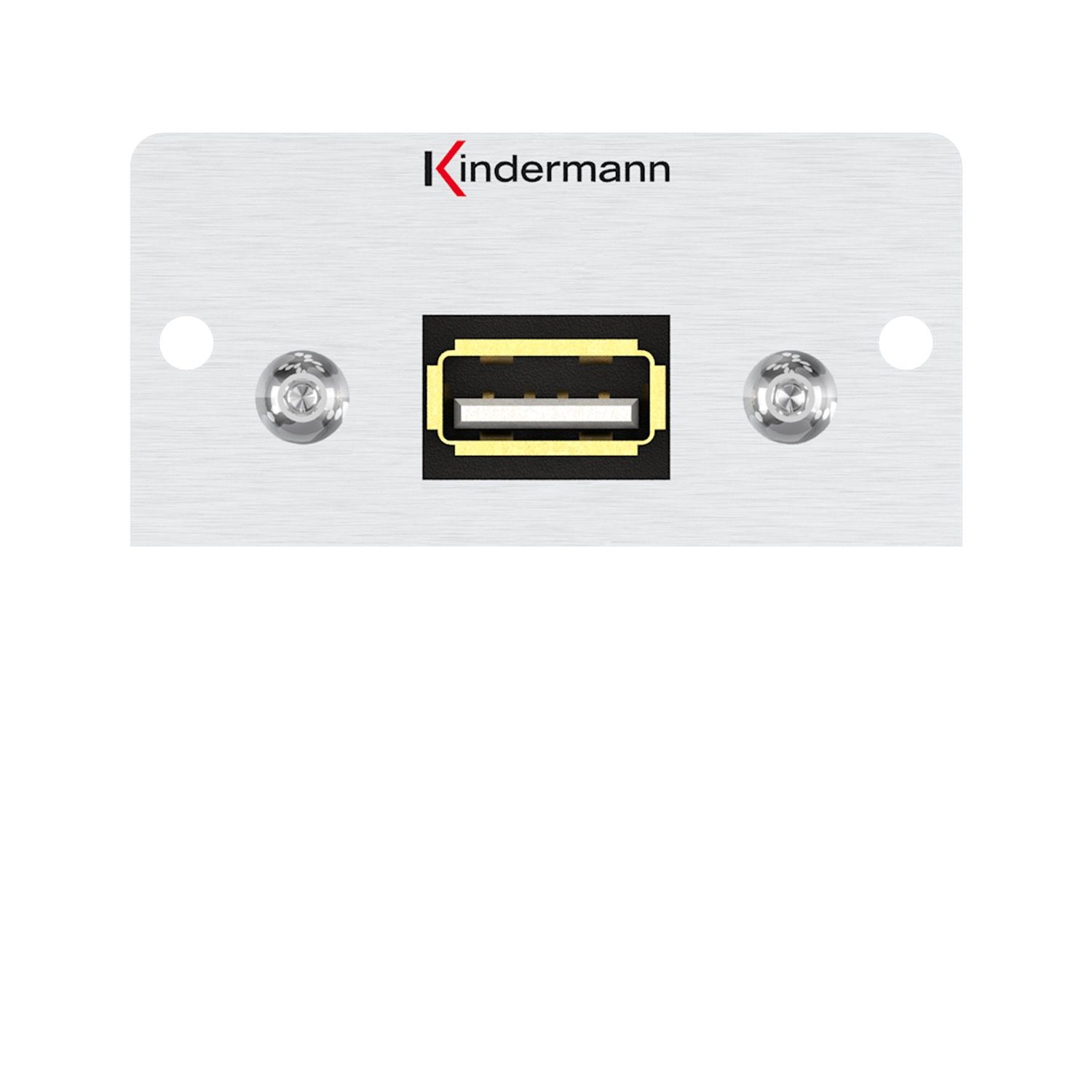 Kindermann Konnect alu 50 - USB 2.0 (TypA) - Anschlussblende mit Kabelpeitsche, USB 2.0 A-Buchse/ A-Buchse, Halbblende, Aluminium eloxiert 7444000522